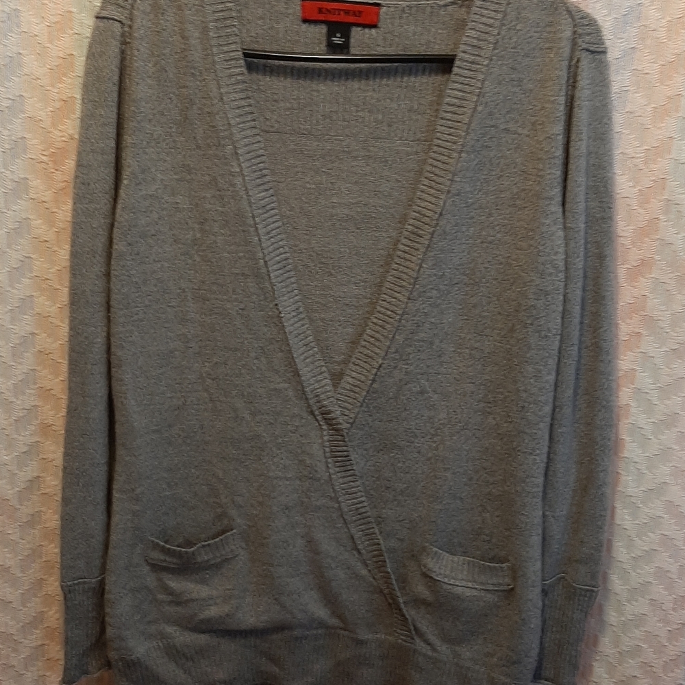 Heather Grey‎ Cabin Grandpa Style Pullover V-neck Sweater Cozy Fall Winter